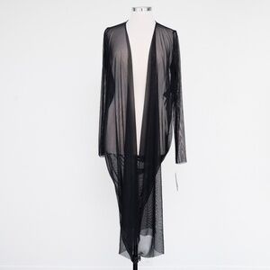 Norma Kamali - Sheer Black Mesh  Drape Back Cardigan